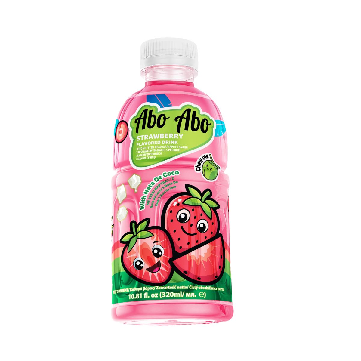 AboAbo Flavoured Drink with Nata de Coco - Strawberry 320ml PET