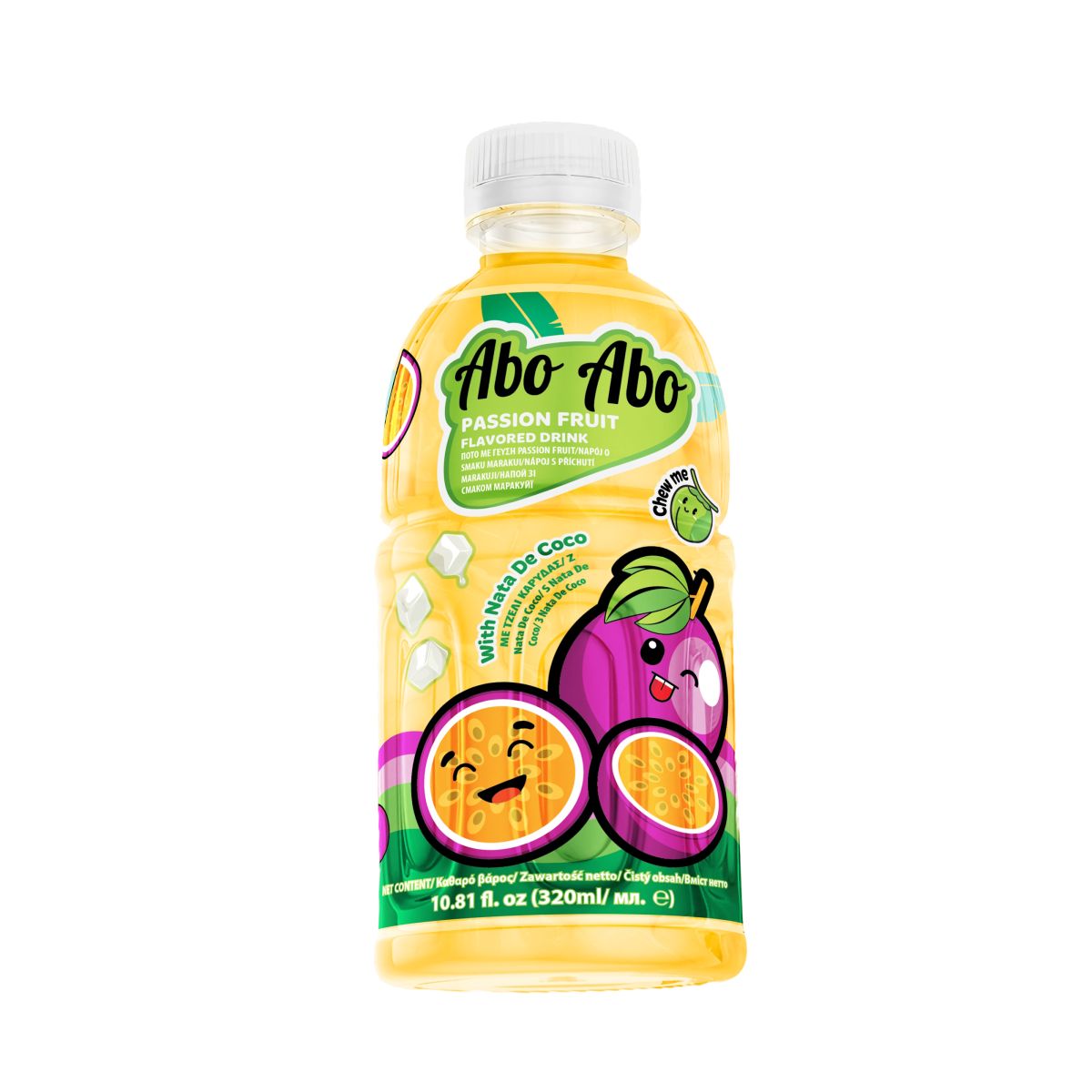 AboAbo Flavoured Drink with Nata de Coco - Passion Fruit 320ml PET