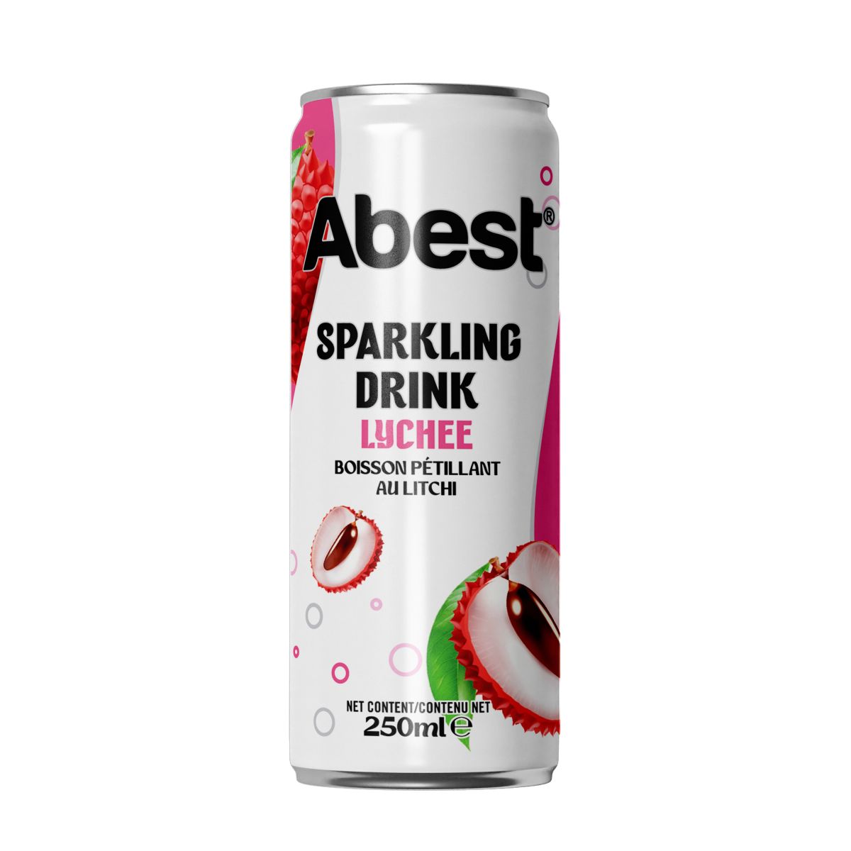 Abest Sparkling Drink - Lychee Flavour 250ml sleek