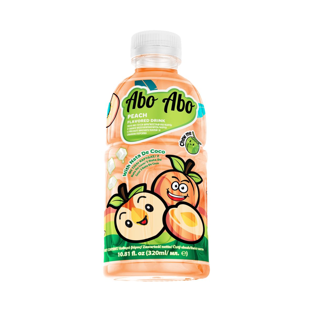 AboAbo Flavoured Drink with Nata de Coco - Peach 320ml PET