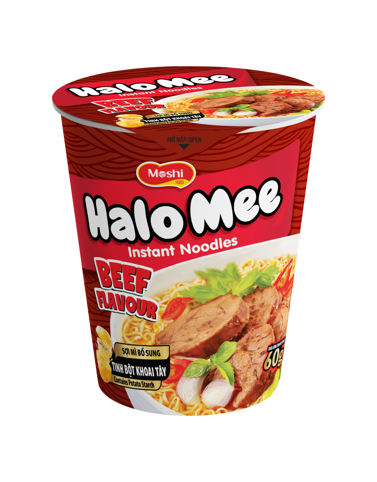Halo Mee Instant Noodles Beef Flavour 60g cup