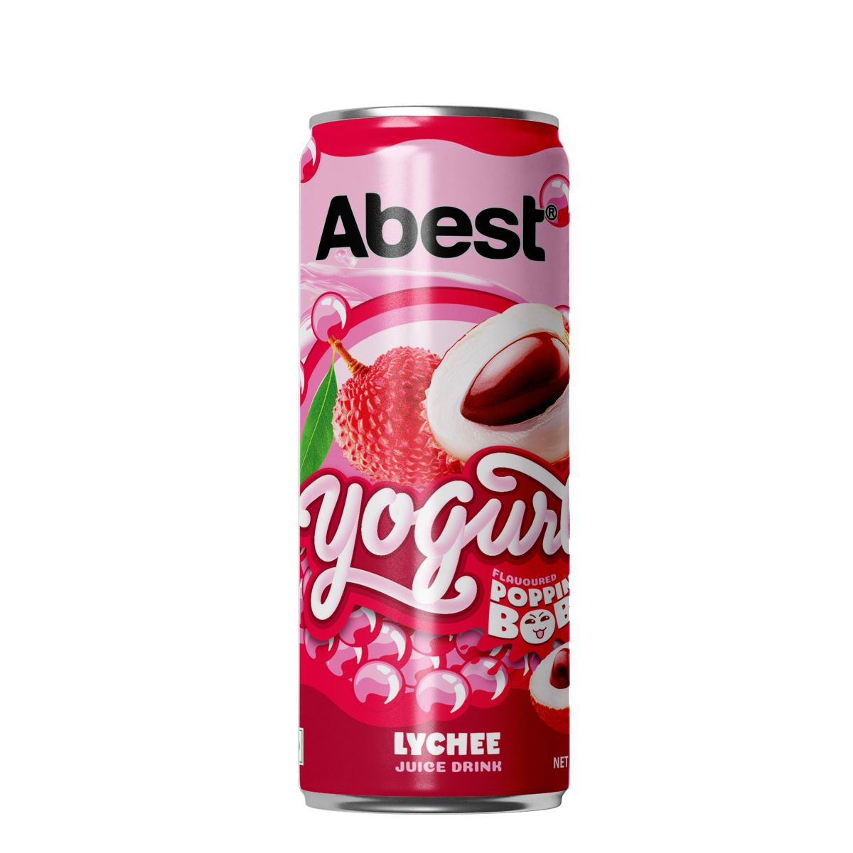 Abest Yogurt Flavoured Popping Boba Juice Drink - Lychee 330ml sleek