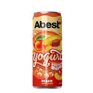 Abest Yogurt Flavoured Popping Boba Juice Drink - Peach 330ml sleek